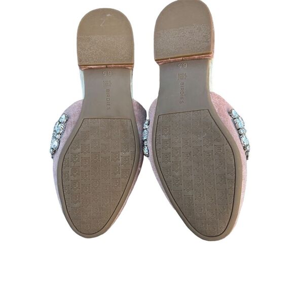 Birdies The SongBird Pink Velvet Mule Slippers Size 6.5 Crystal Embellished - Picture 11 of 11